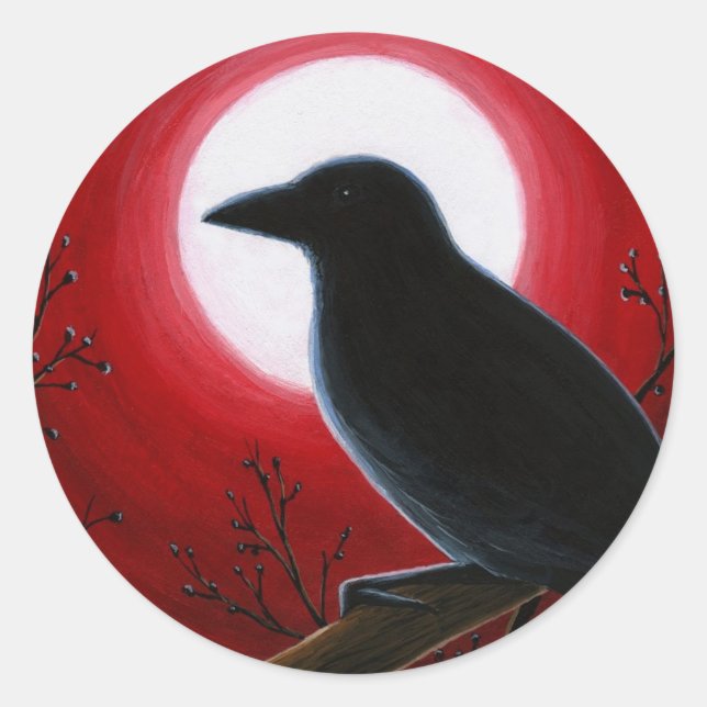 Bird 62 Crow Raven Classic Round Sticker (Front)