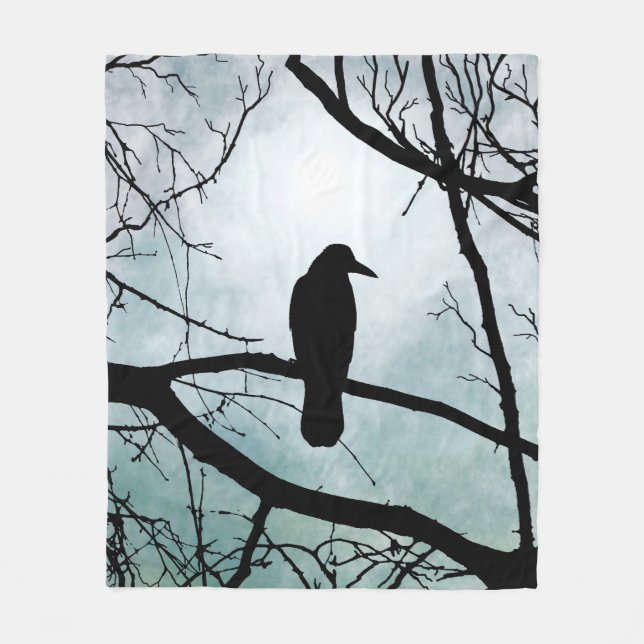 bird 77 Crow Raven Fleece Blanket (Front)