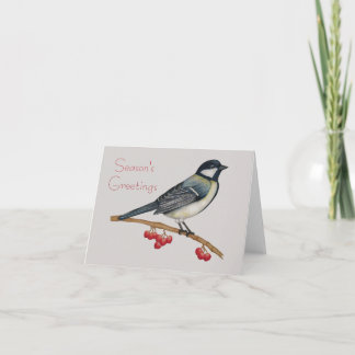 Bird and Berries Folded Greeting Card