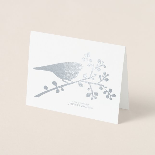 Bird and Berries "Thank You" Foil Card (Front)