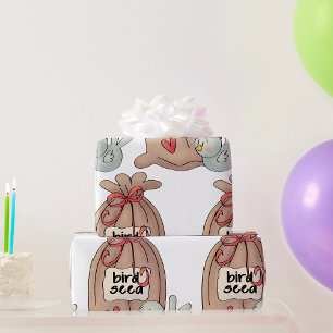 Bird And Bird Seed Wrapping Paper