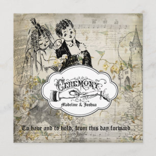 Bird and Blossoms Bride and Groom Wedding Invite