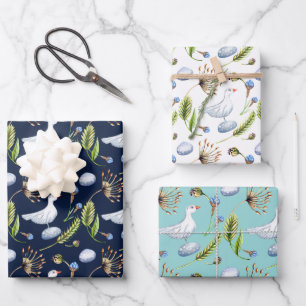 Bird and Cornflower Spring Outdoor Bridal Shower Wrapping Paper Sheet