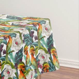 Bird And Exotic Flower Pattern 2 Tablecloth