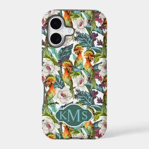 Bird And Exotic Flower Pattern   Monogram