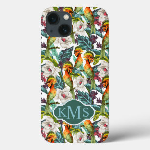 Bird And Exotic Flower Pattern   Monogram iPhone 13 Case