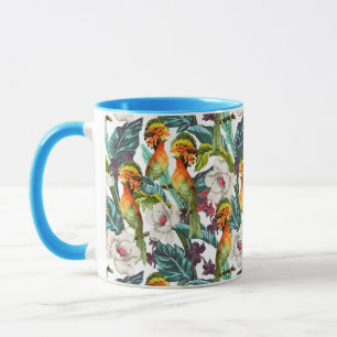 Bird And Exotic Flower Pattern Mug