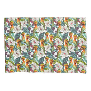 Bird And Exotic Flower Pattern Pillowcase
