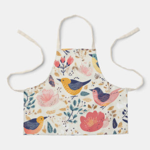 Bird and Floral Pattern Apron For Children