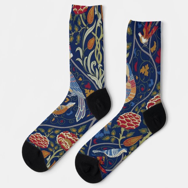 Bird and Floral Pattern, William Morris Socks (Left)