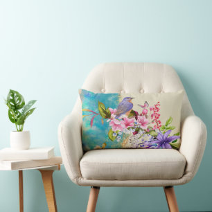 Bird and Flower Lumber Pillow