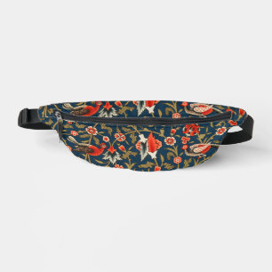 Bird and Flower Persian Blue Red Pattern Bum Bags