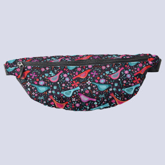 Bird and Flower Watercolor Bum Bags