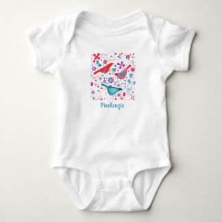Bird and Flower Watercolor Personalised Baby Bodysuit