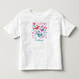 Bird and Flower Watercolor Personalised Toddler T-Shirt