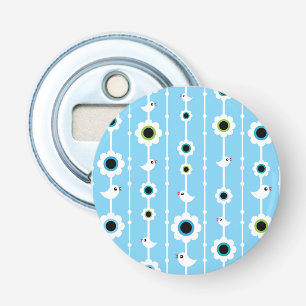 bird and flowers blue pattern bottle opener