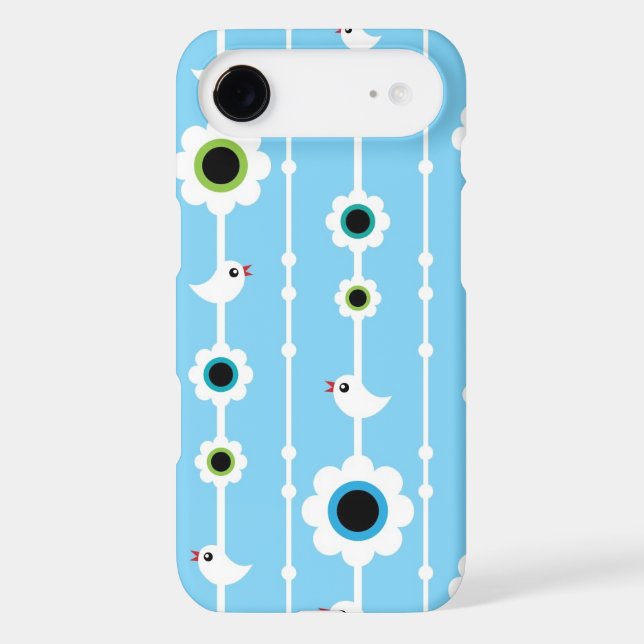 bird and flowers blue pattern Case-Mate iPhone case (Back)