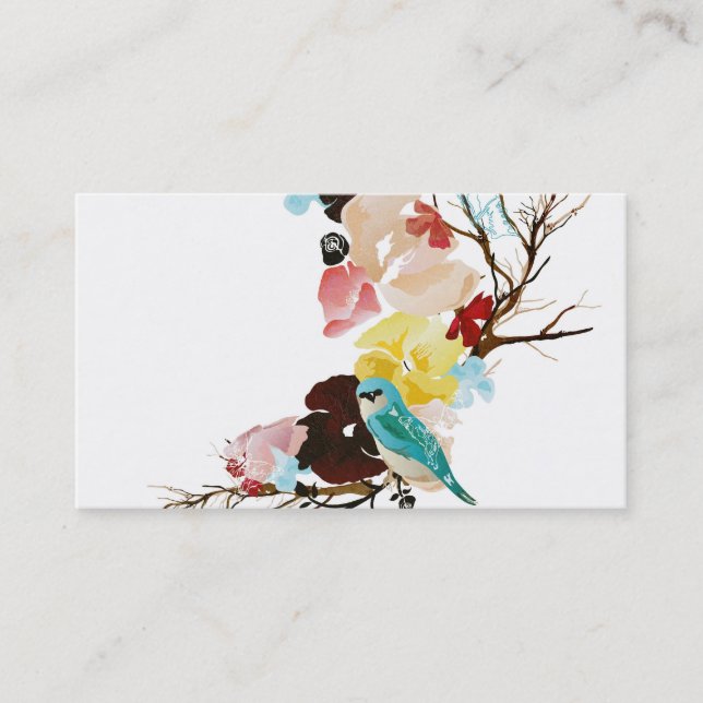 Bird and flowers Business Card (Front)
