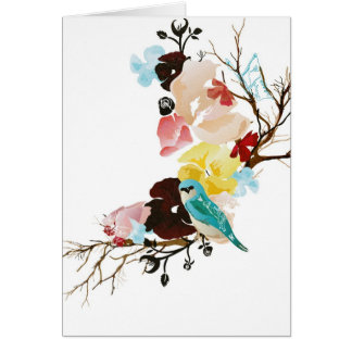 Bird and flowers Card