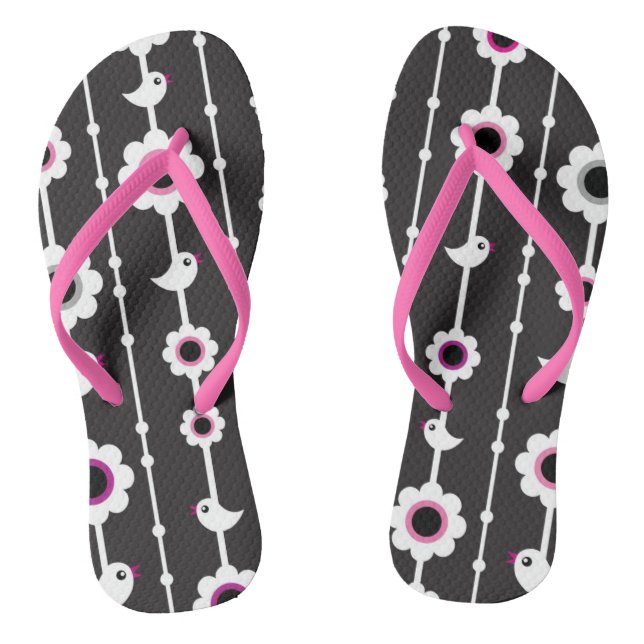 bird and flowers pattern flip flops (Footbed)