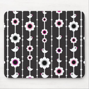 bird and flowers pattern mouse mat