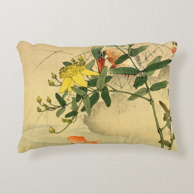 Bird and Goldfish Decorative Cushion (Front)