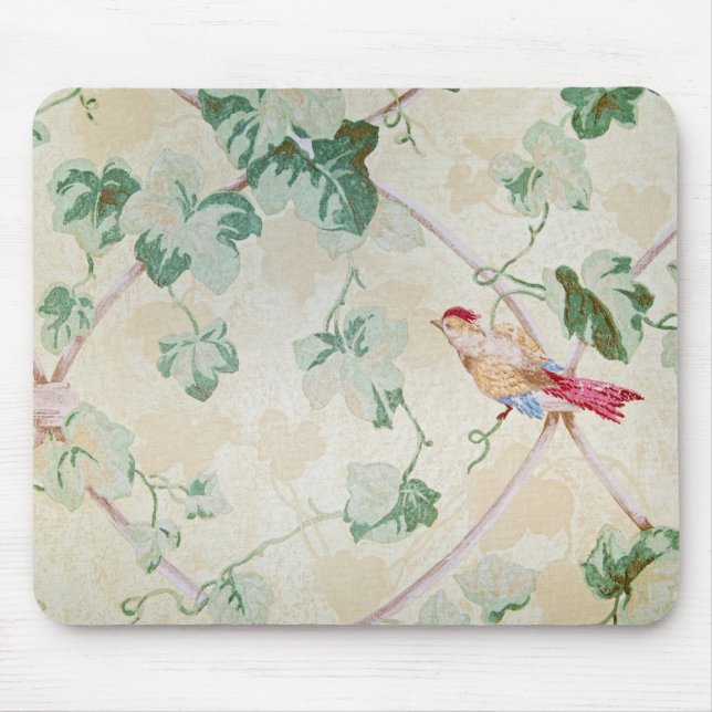 Bird and Ivy Wallpaper Mouse Mat (Front)