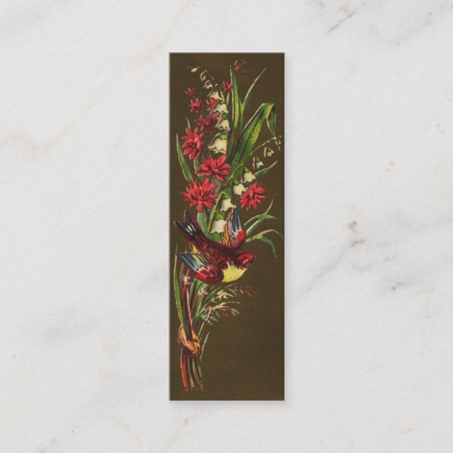 Bird and Lily of the Valley Victorian Mini Business Card (Front)