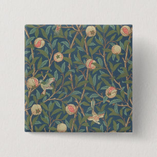 'Bird and Pomegranate' Wallpaper Design, printed b 15 Cm Square Badge