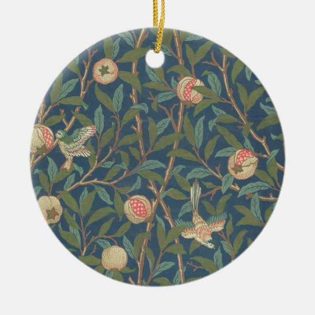 'Bird and Pomegranate' Wallpaper Design, printed b Ceramic Tree Decoration (Front)