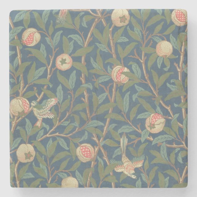 'Bird and Pomegranate' Wallpaper Design, printed b Stone Coaster (Front)