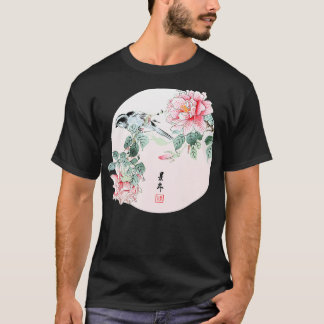 Bird and Roses Asian Art T-Shirt