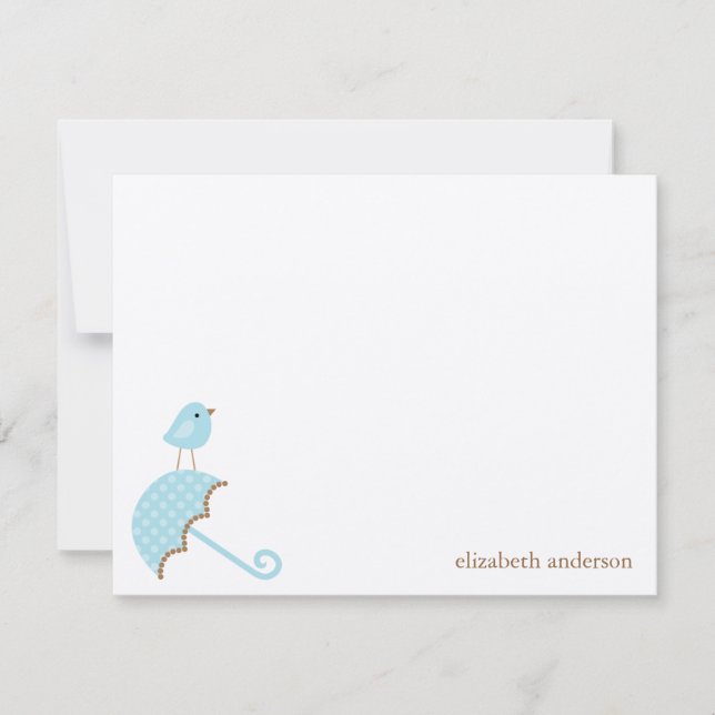 Bird and Umbrella Baby Shower Flat Thank You Cards (Front)
