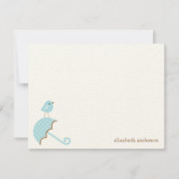 Bird and Umbrella Baby Shower Flat Thank You Cards