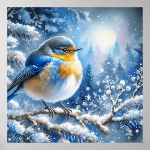 Bird and Winter Landscape 20 Poster