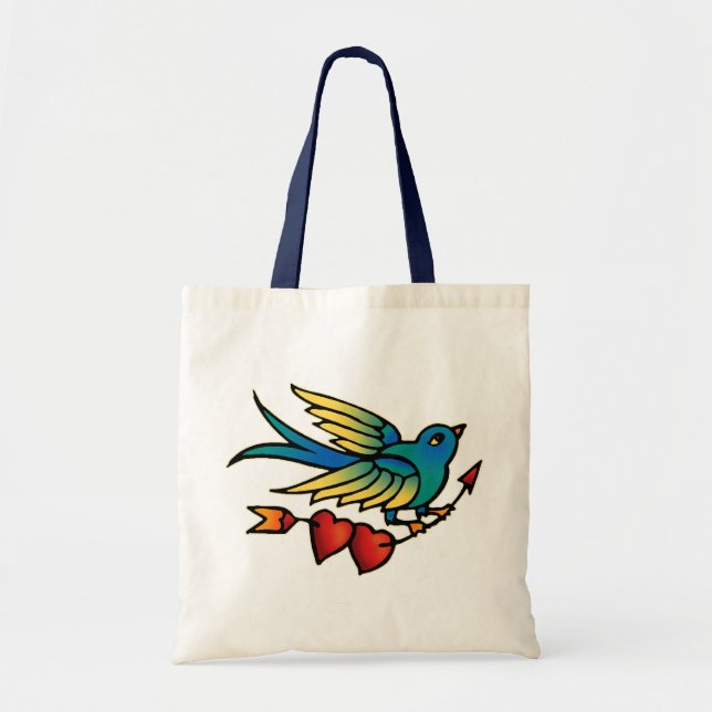 Bird Arrow and Hearts Tote Bag (Front)