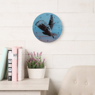 Bird Art at Sunrise Owl Flying Large Clock