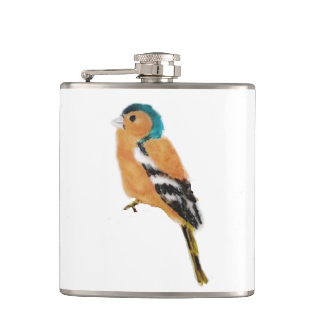 Bird Art Chaffinch Hip Flask (Front)