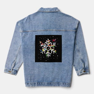 Bird Art Christmas Bird Lover T Shirt Denim Jacket