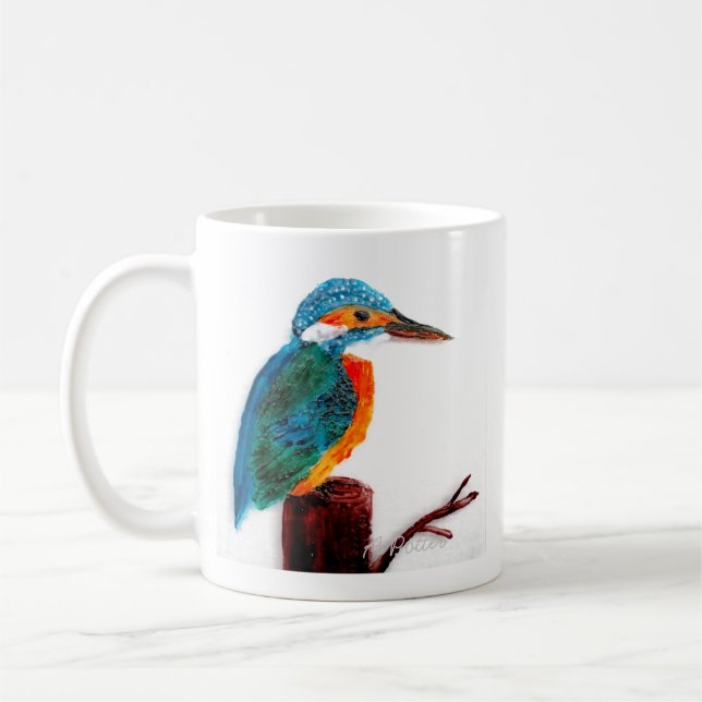 Bird Art Colourful Kingfisher Coffee Mug (Left)