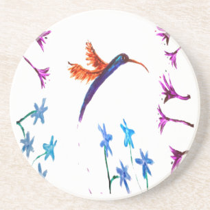Bird Art Floral Hummingbird Coaster