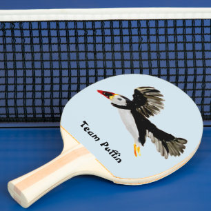 Bird Art Flying Puffin Personalised Ping Pong Paddle