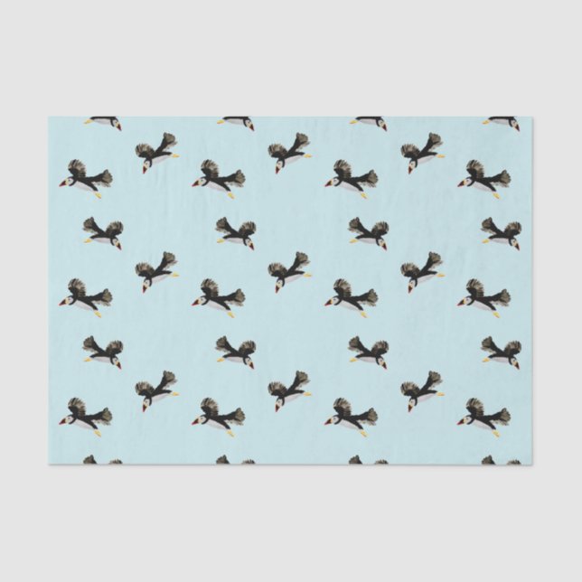 Bird Art Flying Puffins Tissue Paper (Front)