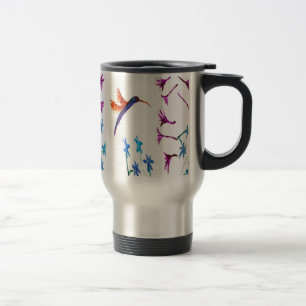Bird Art Hummingbird Flowers Floral Travel Mug
