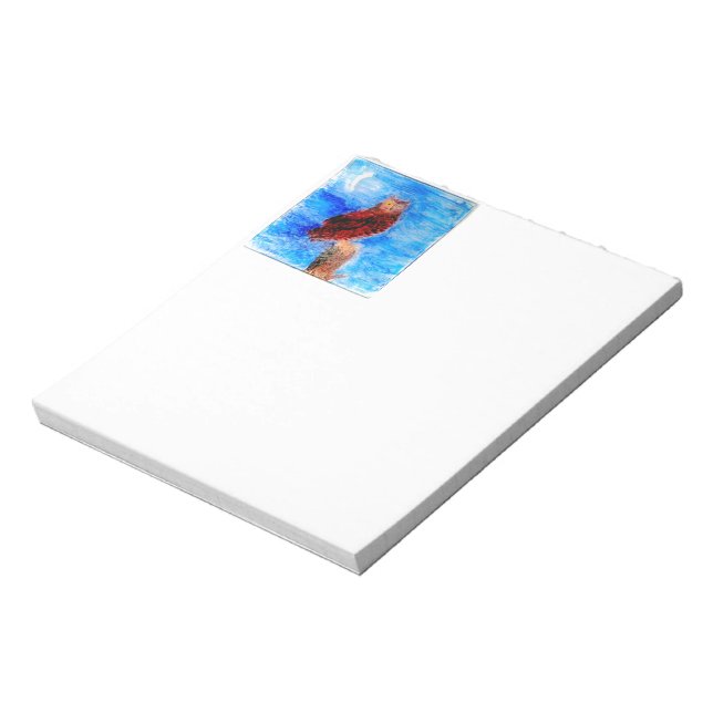 Bird Art Moonlight Owl Notepad (Rotated)
