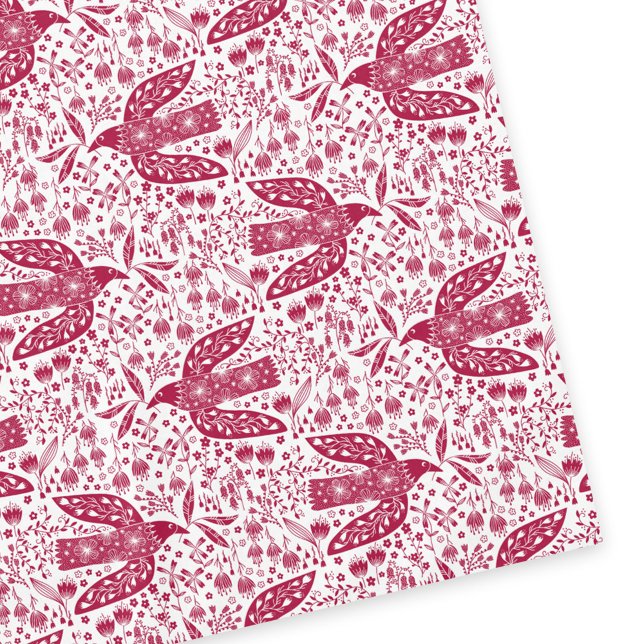 Bird Art Red White Tablecloth (Creator Uploaded)