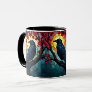 Bird Art Stained Glass Ravens-Crows Mug