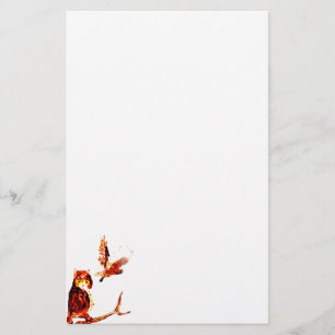 Bird Art Tawny Brown Owls Stationery