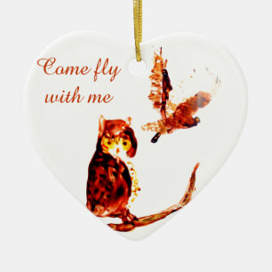 Bird Art Tawny Owls Custom Ceramic Tree Decoration