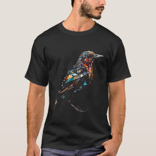 Bird Artwork  Colourful Polygon Bird Motif Animal  T-Shirt